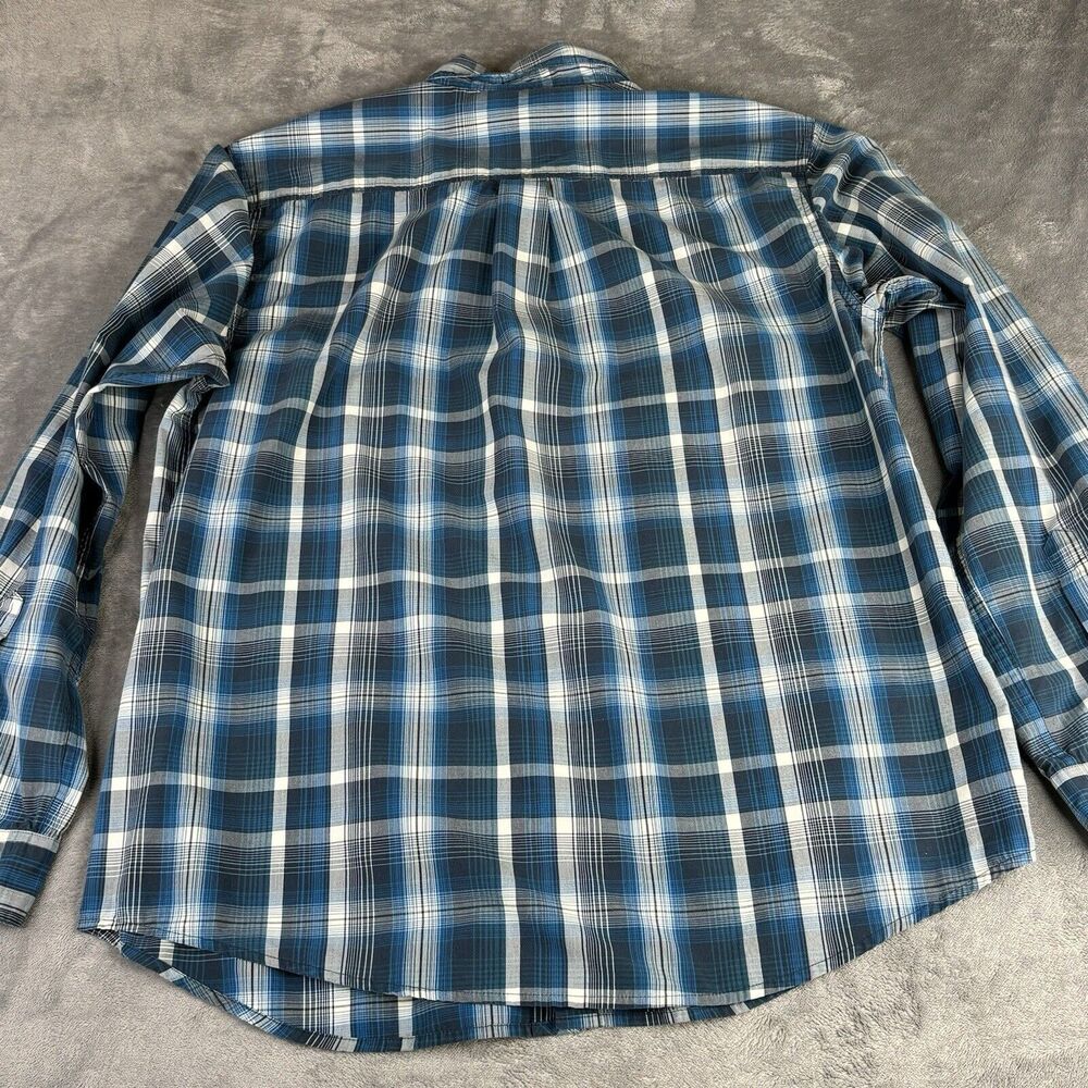 Magellan Outdoors Shirt Men’s L‎ Blue Plaid Long Sleeve Loose Fit Adventure Gear - Picture 4 of 10